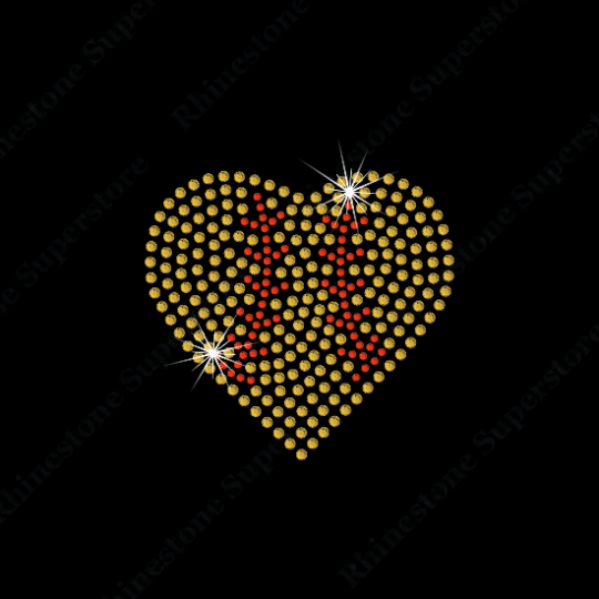 Rhinestone Transfer " Softball Heart " Hotfix , Iron On, Bling, Trendy, DIY