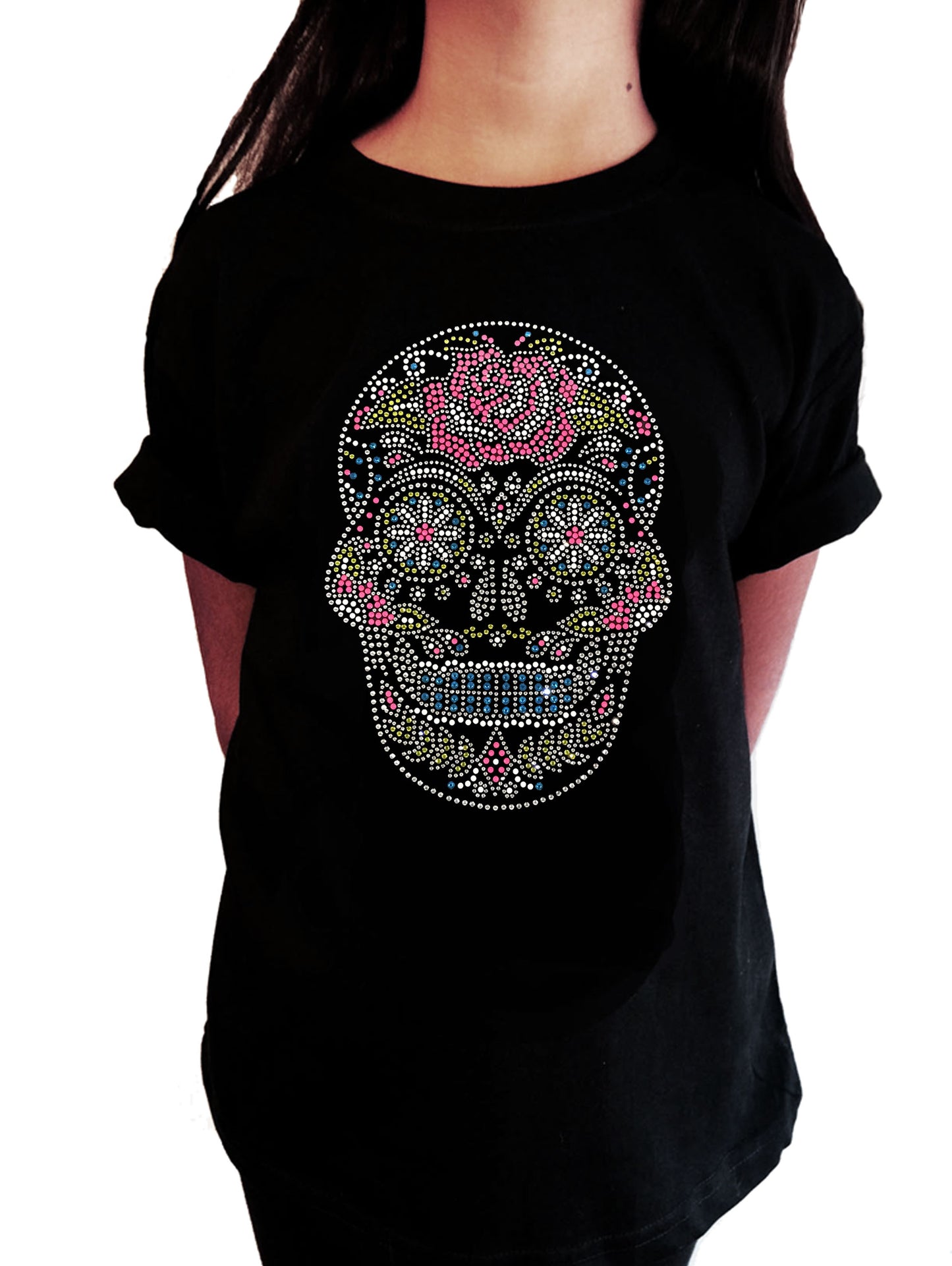 Sugarskull with Flower in Rhinestones