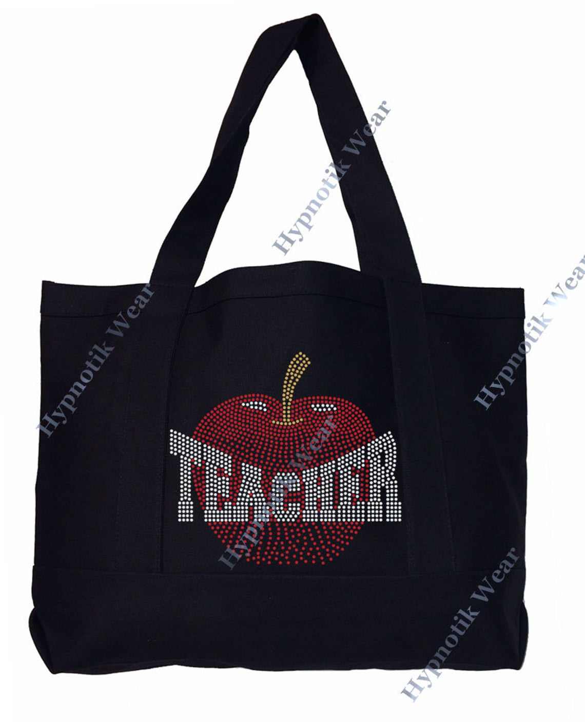 Rhinestone Sturdy Tote Bag with Zipper & Front Pocket " Teacher gift " Bling