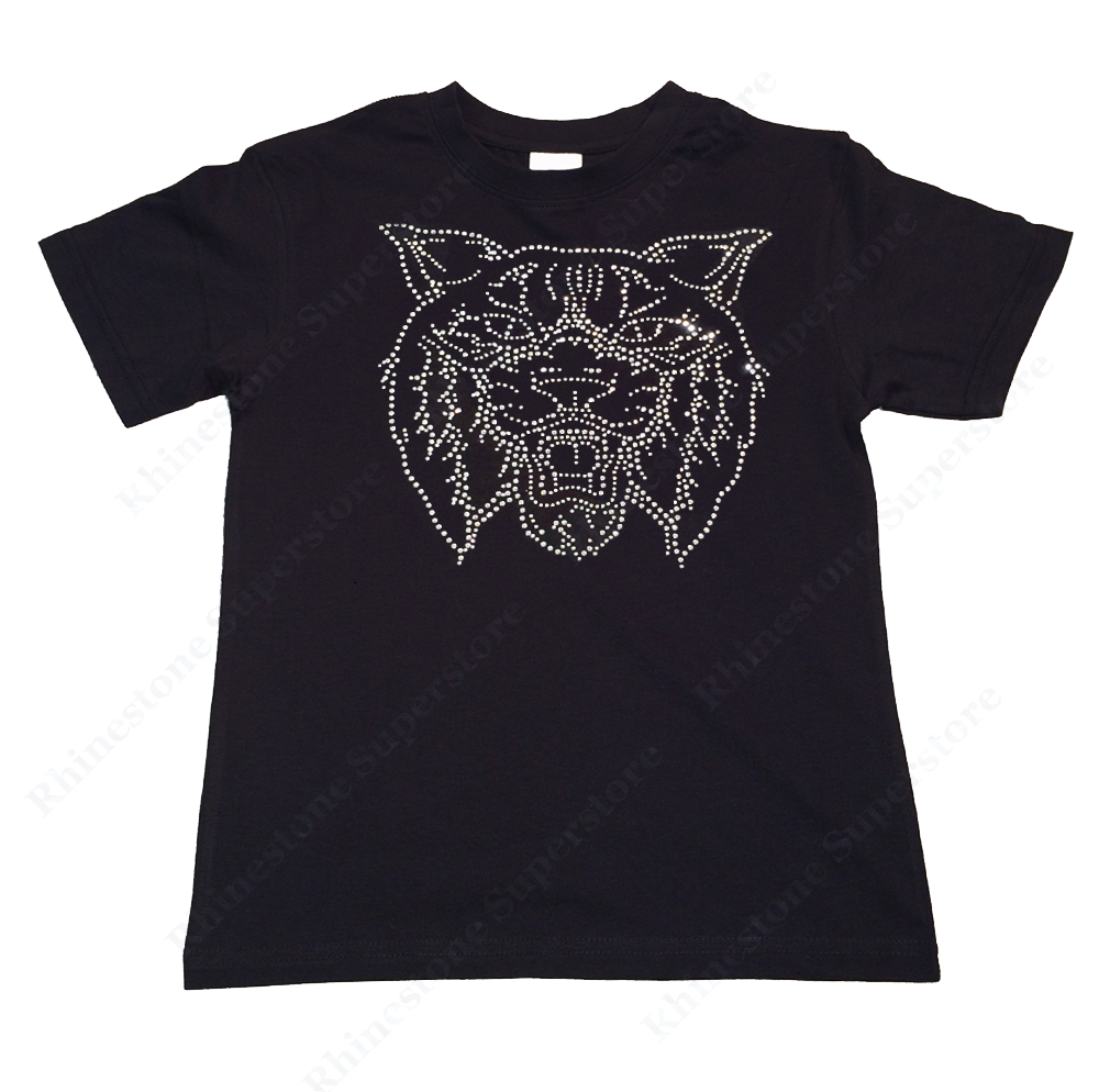 Girls Rhinestone T-Shirt " Wildcat or Bobcat " Kids Size 3 to 14 Available, Mascot