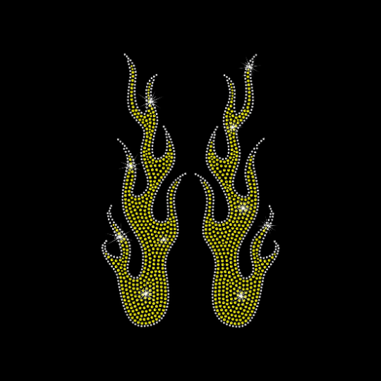 Rhinestone Transfer " Pair of Flames for Sleeves " Hotfix , Iron On, Bling, Trendy, DIY