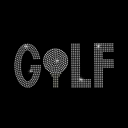 Rhinestone Transfer " Golf " Hotfix , Iron On, Bling, Trendy, DIY