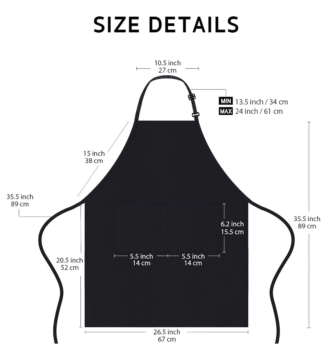Rhinestone Embellished Black Apron with GLAMMA