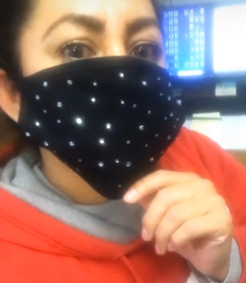 Rhinestone Embellished Face Mask, Face Cover Scattered Design