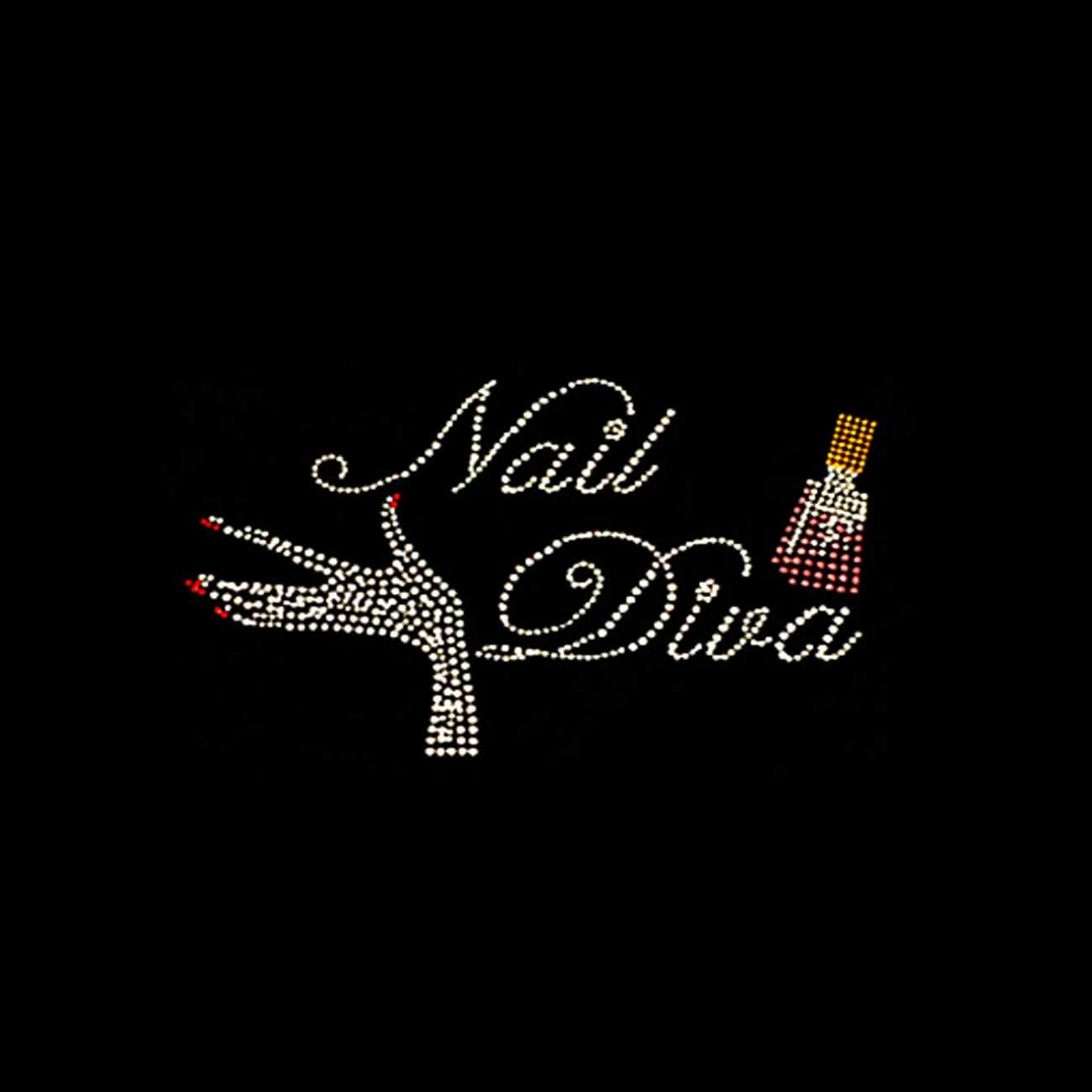 Rhinestone Transfer " Nail Diva " Nail Tech, Hotfix , Iron On, Bling, Trendy, DIY