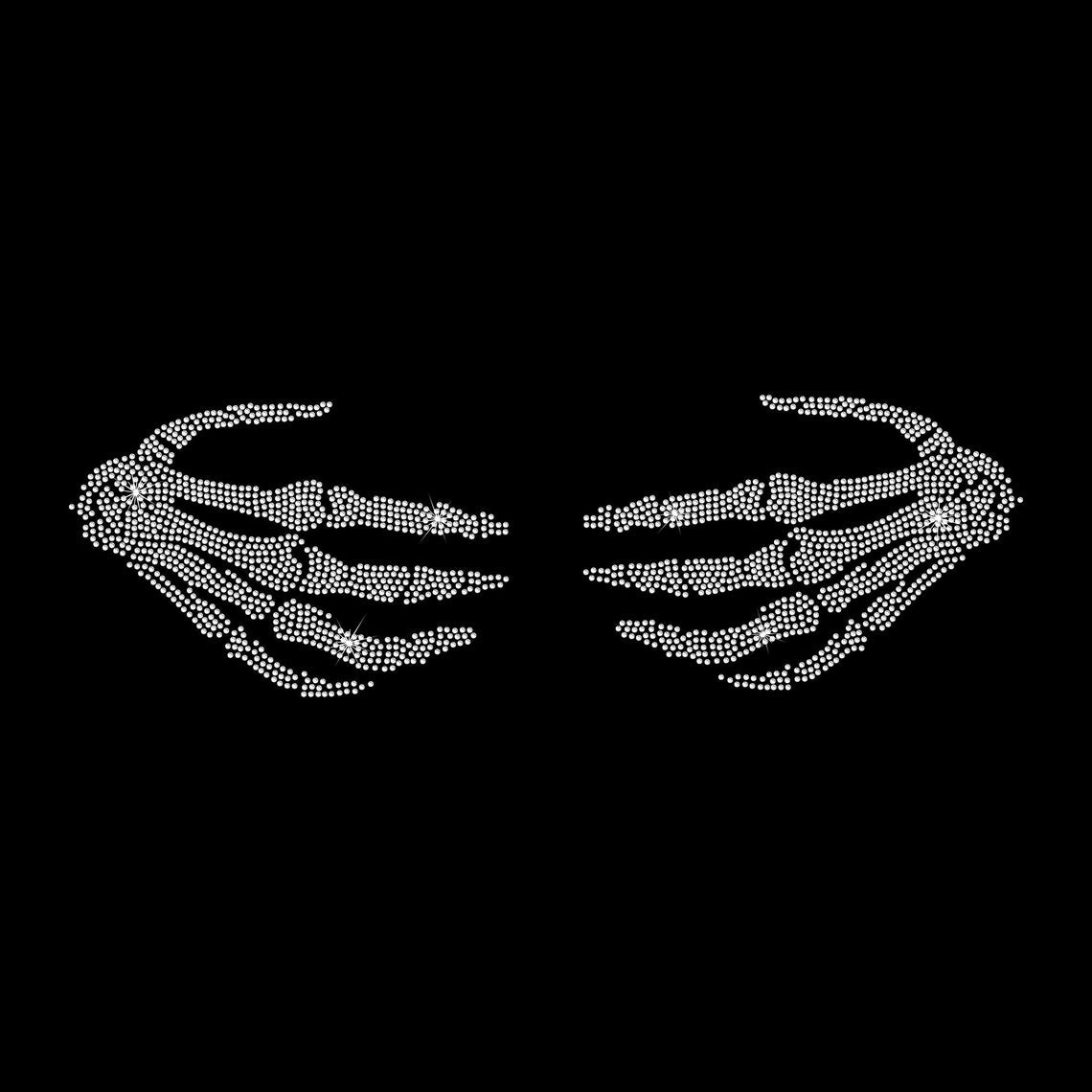 Rhinestone Transfer " Skeleton Hands " Iron-On, Hotfix, Bling Design, DIY