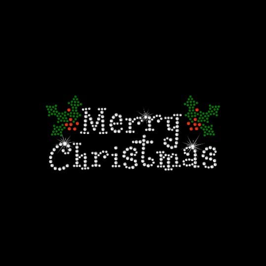 Rhinestone Transfer " Merry Christmas with Mistletoe " DIY, Heat Transfer, Iron-on