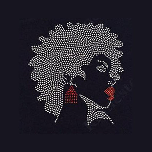 Afro Girl with Red Lips & Earrings transfer