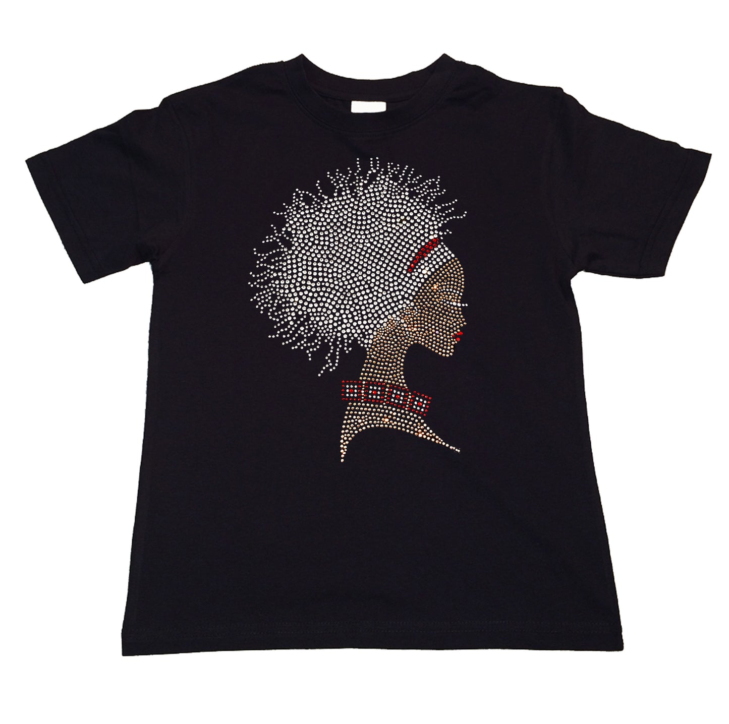 Girls Rhinestone T-Shirt " Afro Dreds Locks Girl in Rhinestones " Kids Size 3 to 14 Available