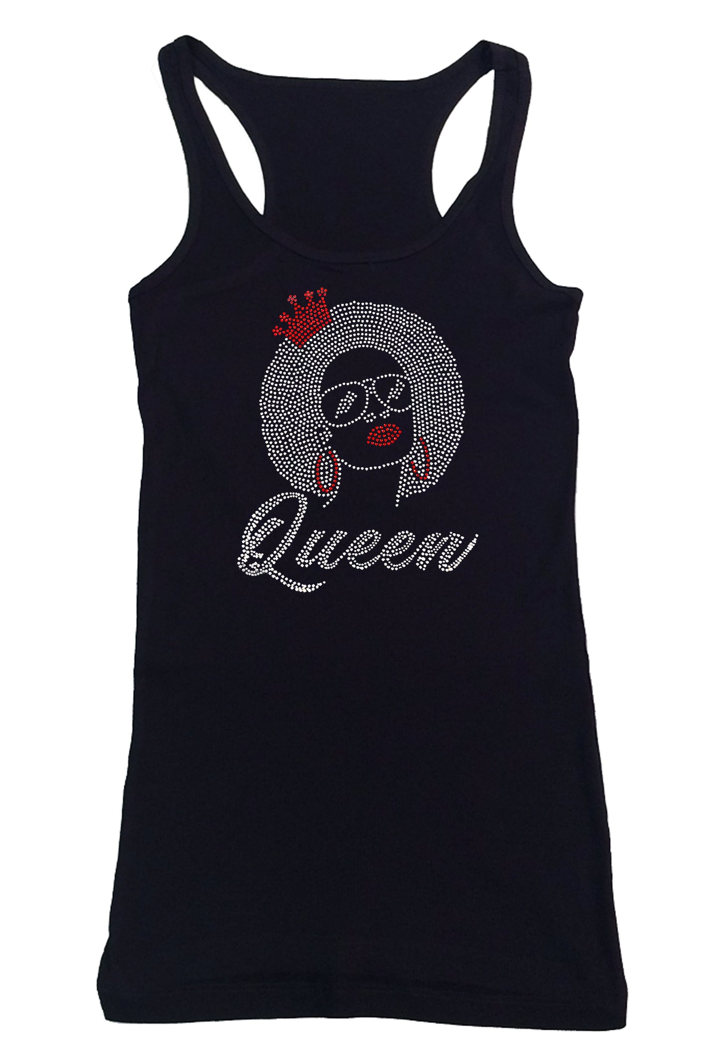 Womens T-shirt with Afro Queen in Rhinestones