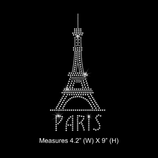Rhinestone Transfer " All Crystal Paris Eiffel Tower " Hotfix , Iron On, Bling, Trendy, DIY