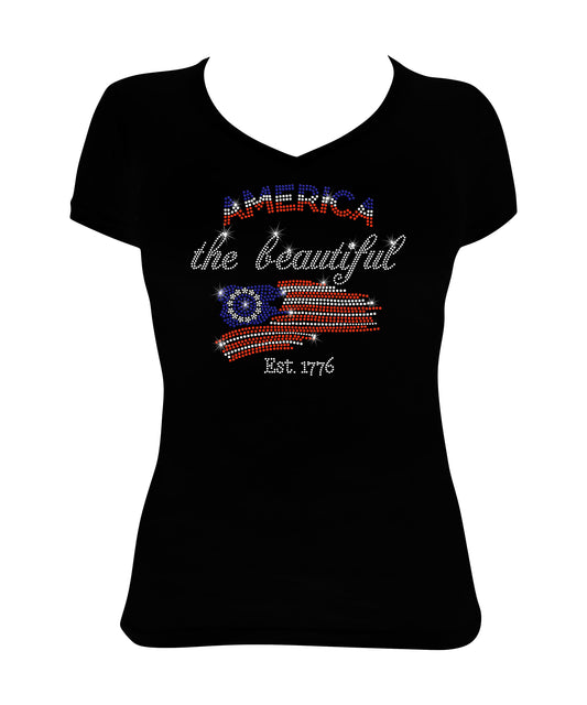 America The Beautiful - in Red, White & Blue, Patriotic Shirt, 4th of July Shirt
