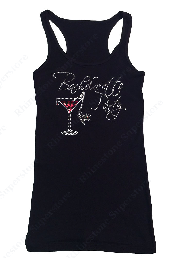 Womens T-shirt with Bachelorette Party in Rhinestones