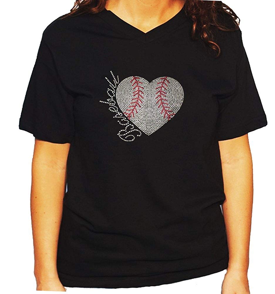 Women's / Unisex T-Shirt with Baseball Heart in Sequence