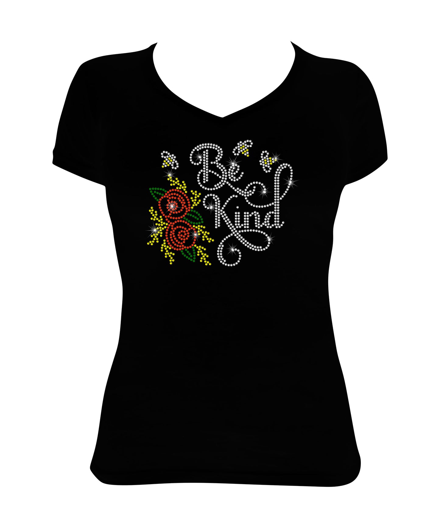 Be Kind with Red Rose & Bees - Rhinestone Shirt