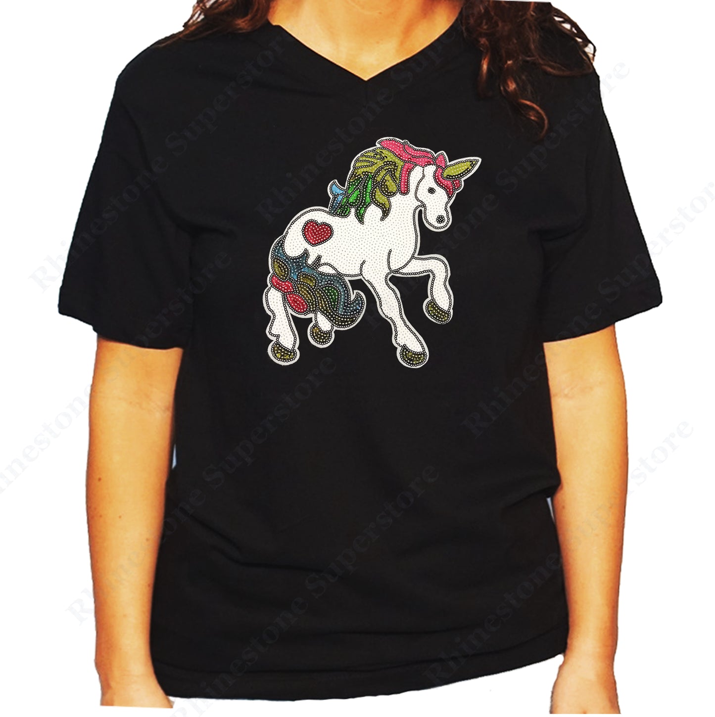 Women's / Unisex T-Shirt with Beautiful Unicorn in Sequins