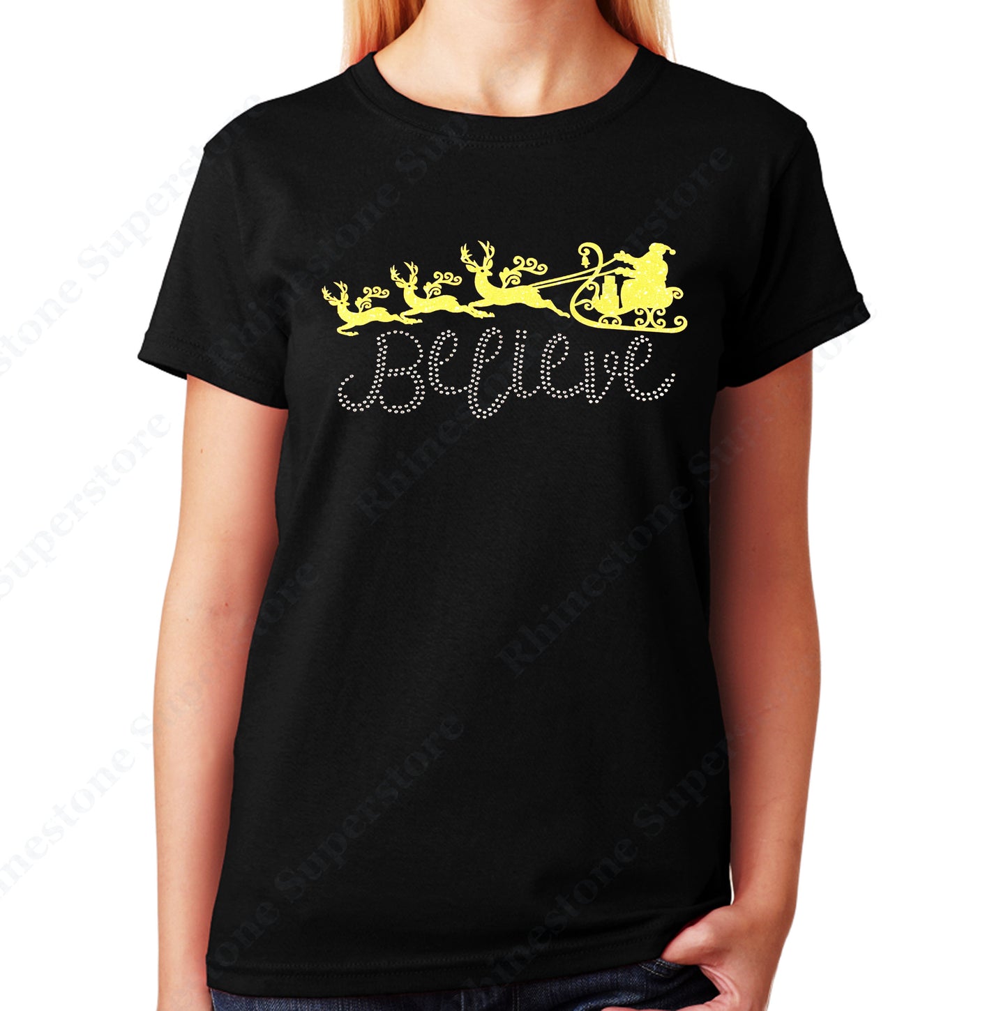 Unisex T-Shirt with Believe with Santa Sleigh