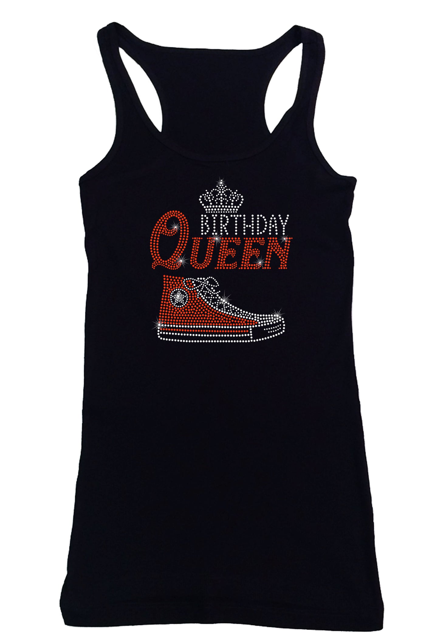 Women's Rhinestone Fitted Shirt Birthday Queen w Chuck Shoe