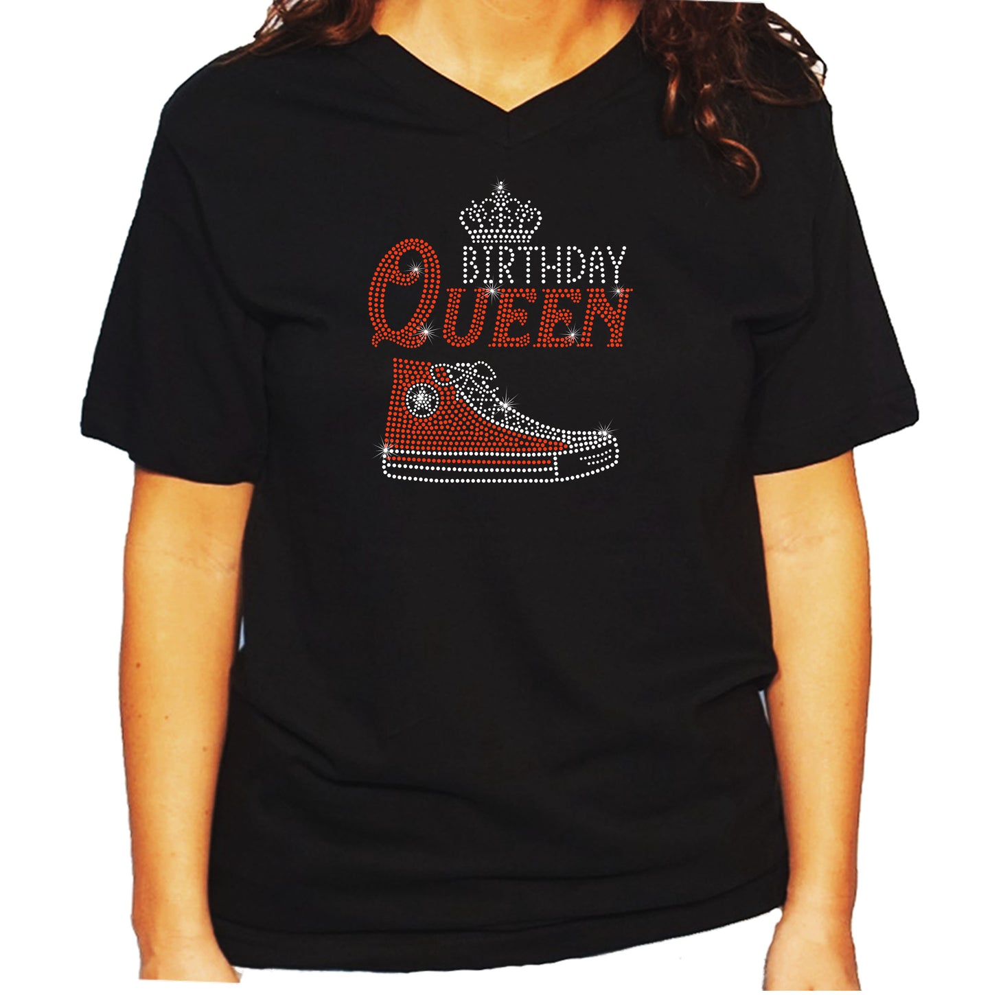 Women's / Unisex T-Shirt with Birthday Queen w Chuck Shoe