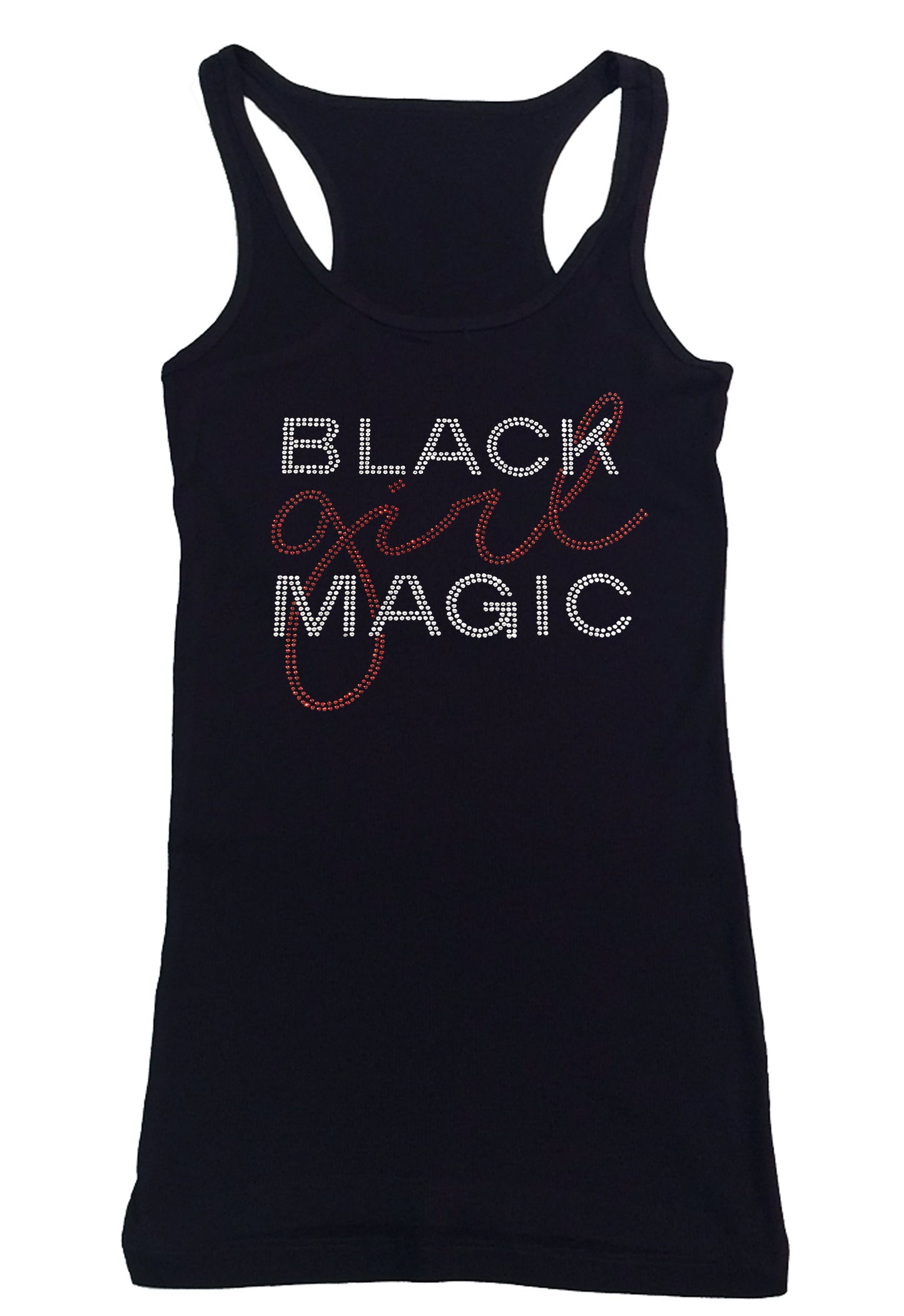 Womens T-shirt with Black Girl Magic in Rhinestones