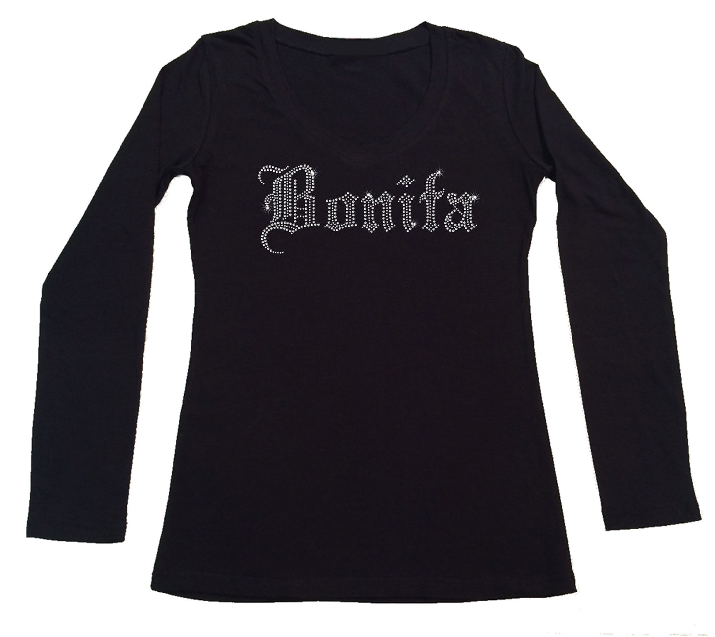 Womens T-shirt with Bonita in Rhinestones