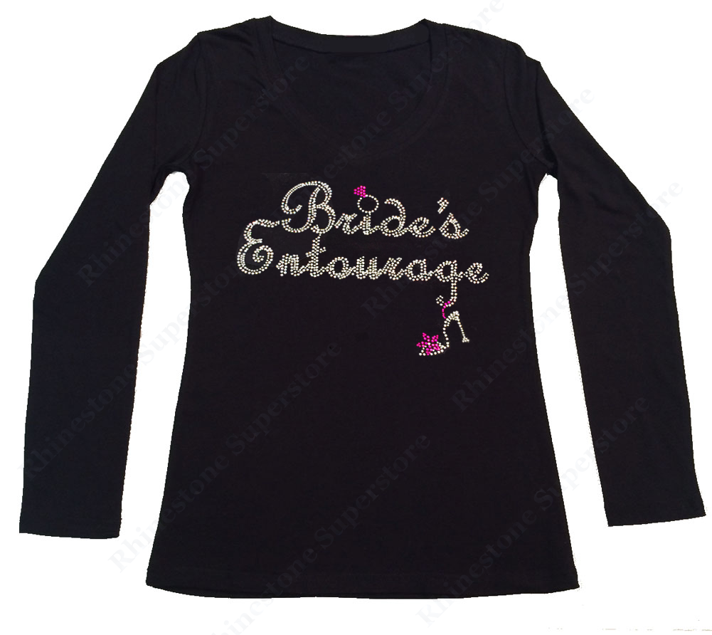 Womens T-shirt with Bridal Entourage with Heel in Rhinestones