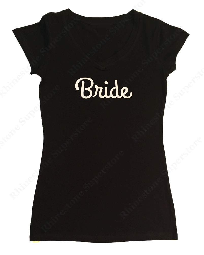 Womens T-shirt with Bride in Glitter Print