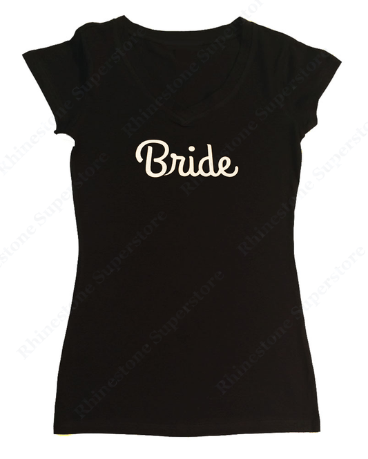 Womens T-shirt with Bride in Glitter Print