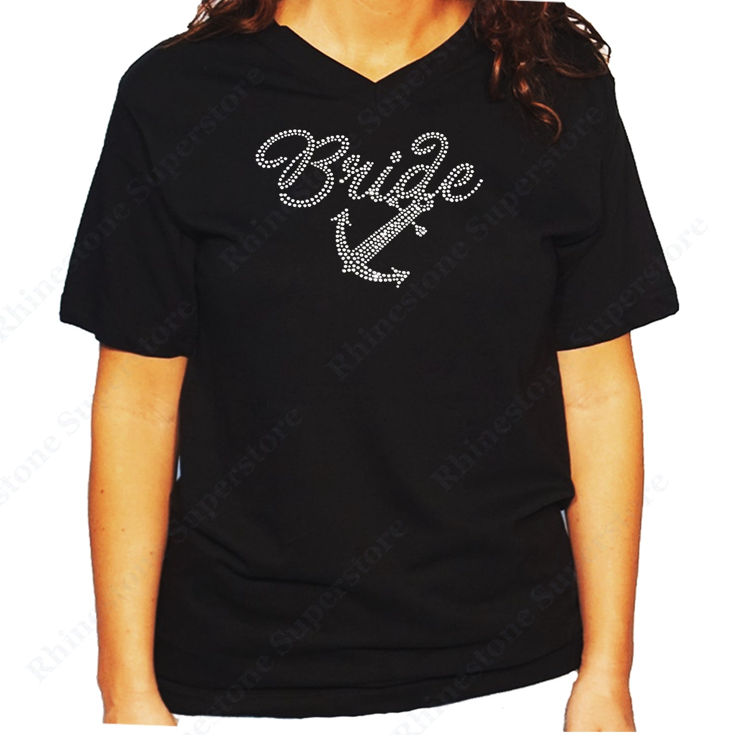 Women's / Unisex T-Shirt with Bride with Anchor in Rhinestones