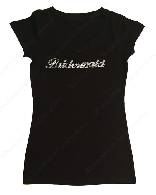 Womens T-shirt with Bridesmaid in Rhinestones
