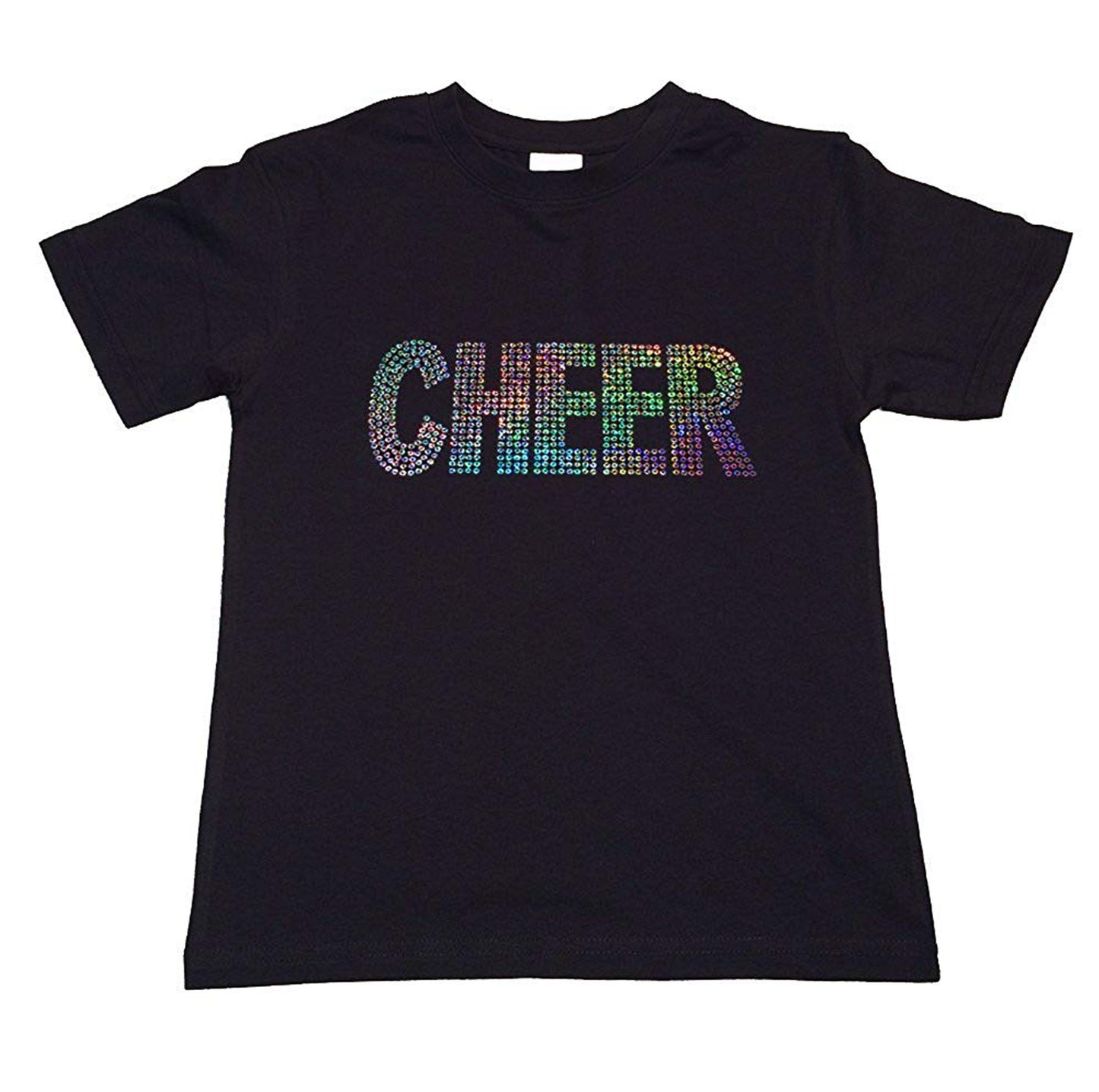 Girls Sequence T-Shirt " Cheer " Size 3 to 14 Available, Cheerleader AB Sequence