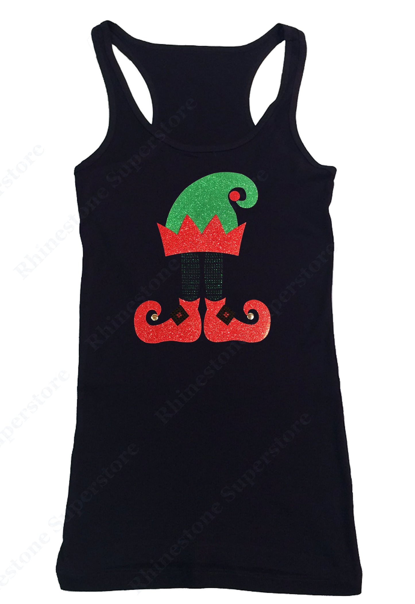 Christmas Elf Hat and Shoes in Glitters tank top