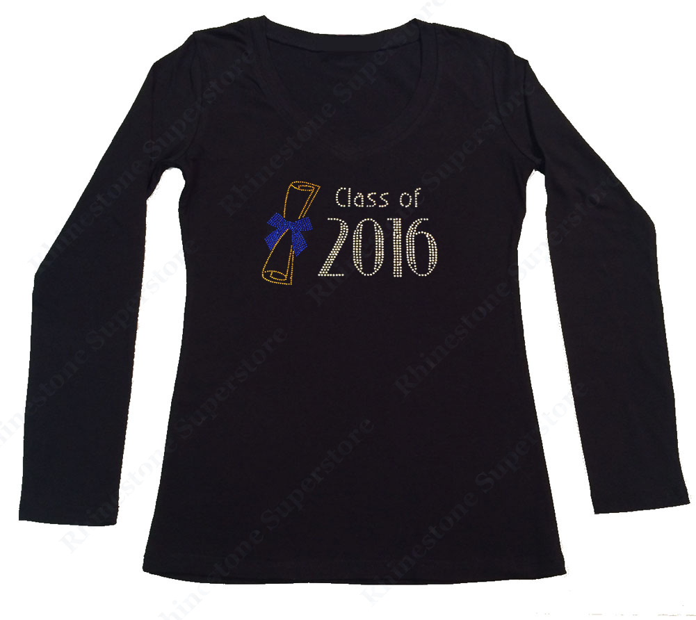 Womens T-shirt with Class of 2016 in Rhinestones