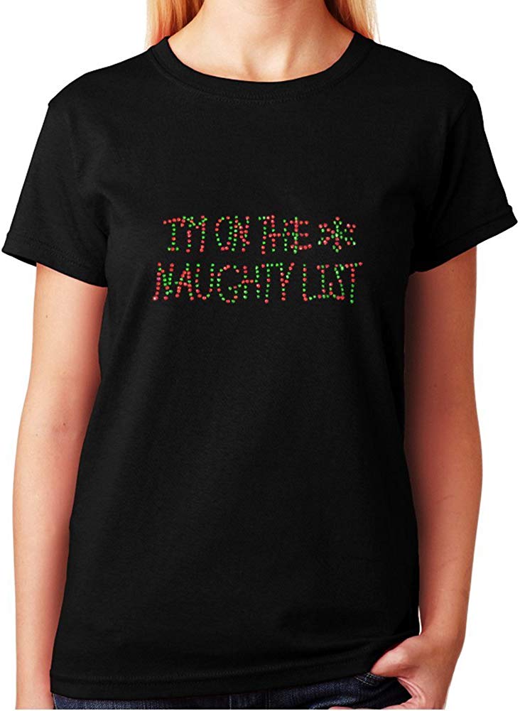 Colorful I'm on the Naughty List in Rhinestones