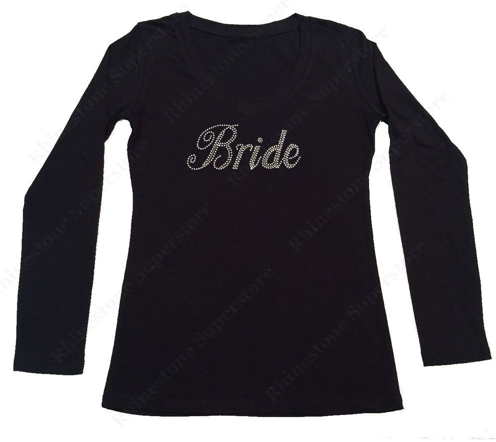 Womens T-shirt with Crystal Bride in Rhinestones