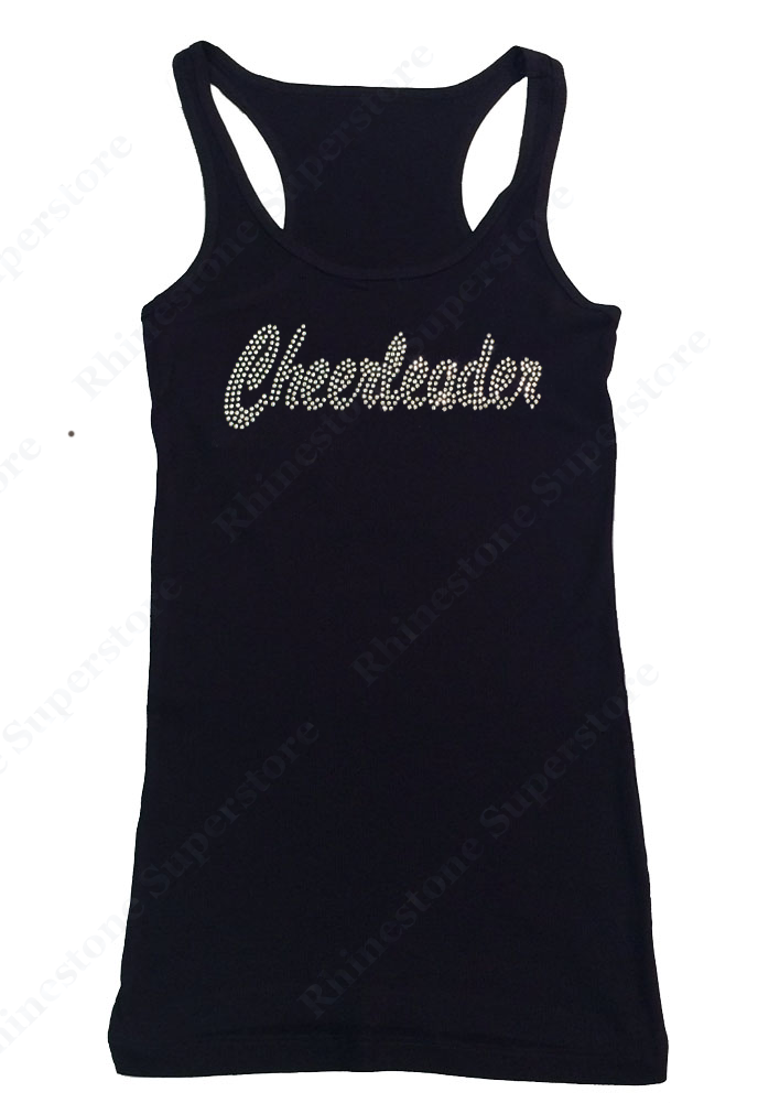 Womens T-shirt with Crystal Cheerleader in Rhinestones