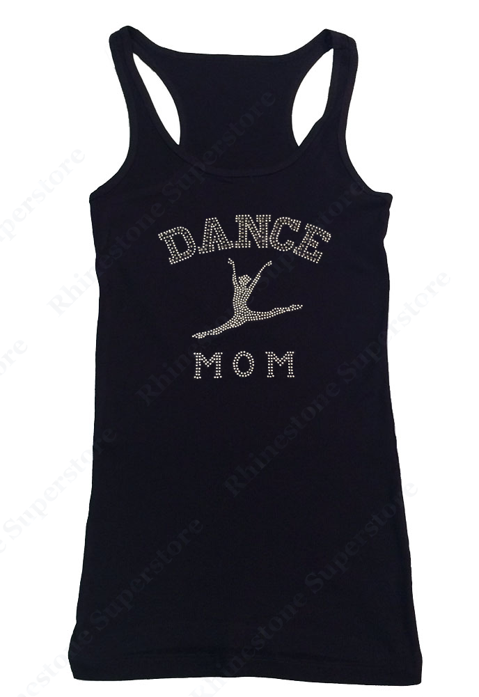 Womens T-shirt with Dance Mom in Rhinestones