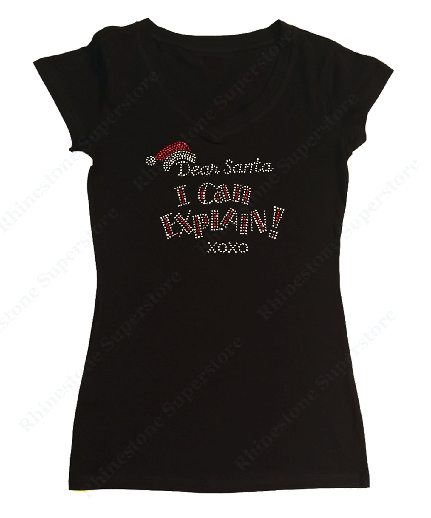 Dear Santa I Can Explain XOXO in Rhinestones