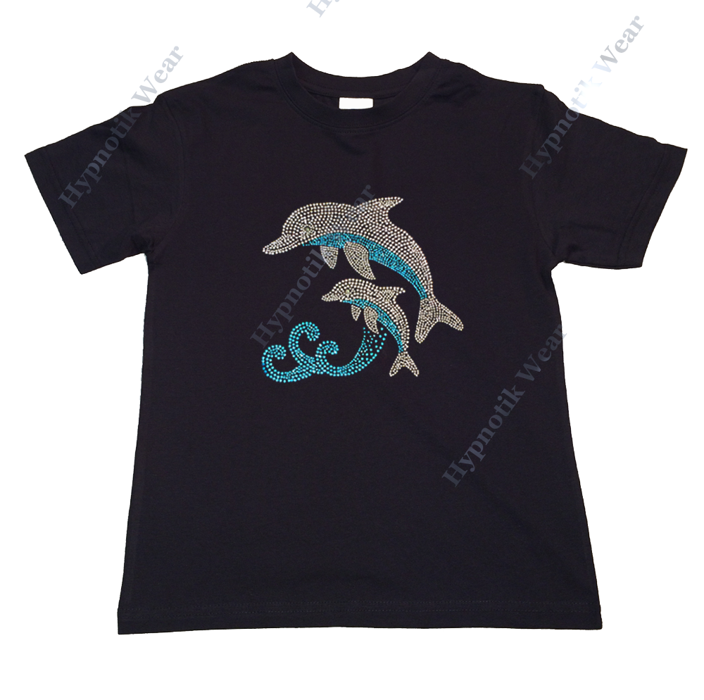 Girls Rhinestone T-Shirt " Dolphins " Size 3 to 14 Available