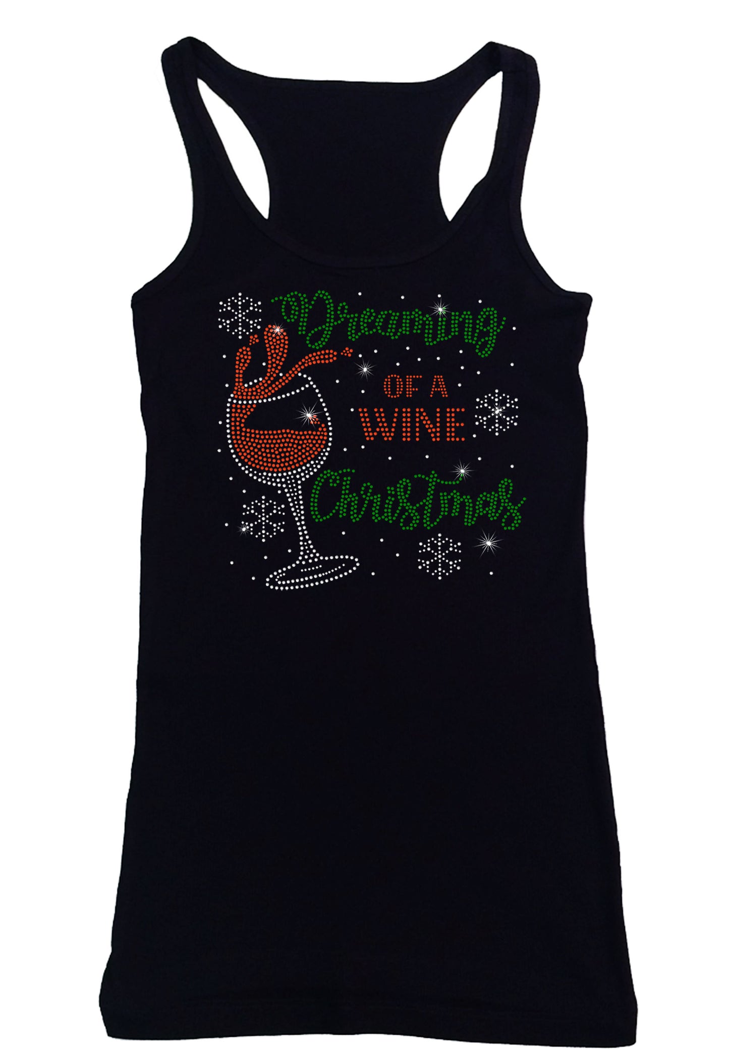 Women's Rhinestone Fitted Tight Snug Shirt Dreaming of a Wine Christmas - Wine Shirt, Christmas Shirt, Rhinestone Shirt