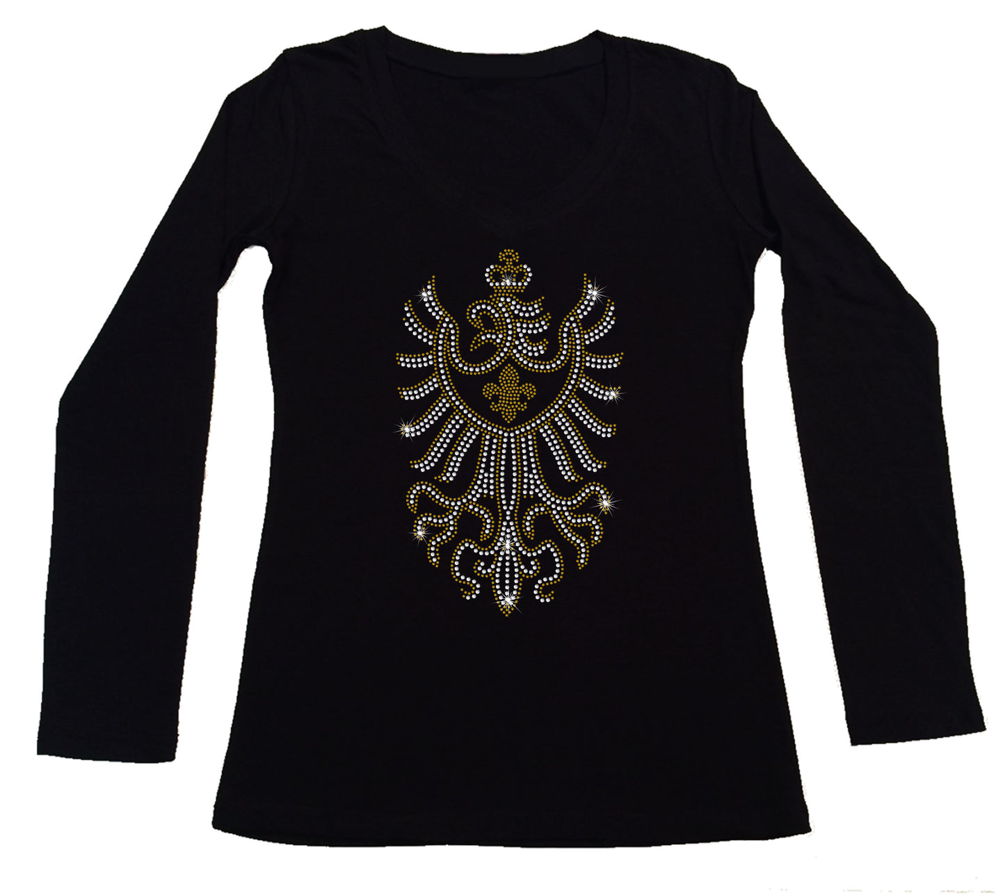 Women's Rhinestone Fitted Tight Snug Shirt European Eagle