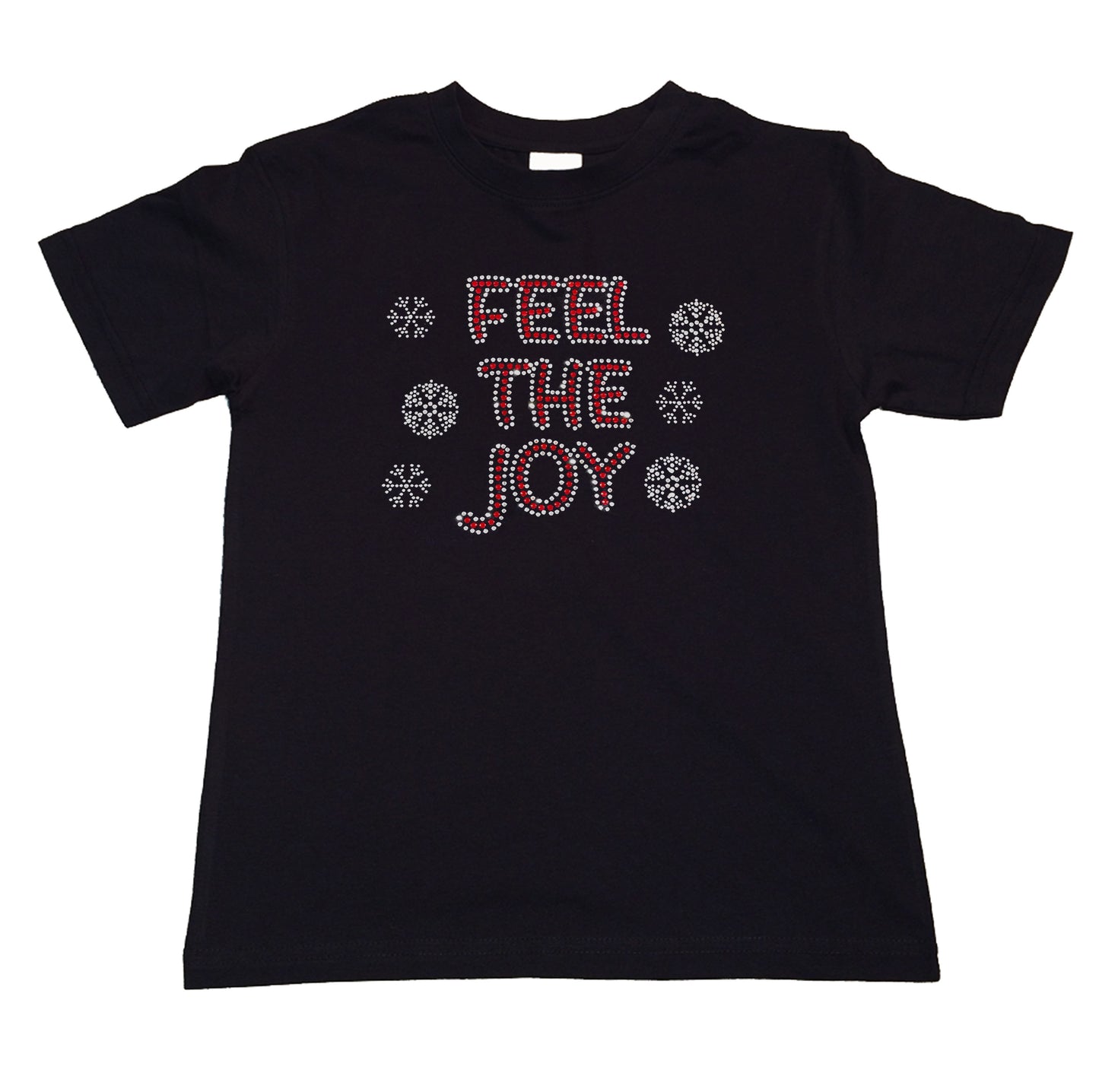 Girls Rhinestone T-Shirt " Feel the Joy with Snowflakes Christmas in Rhinestones " Kids Size 3 to 14 Available