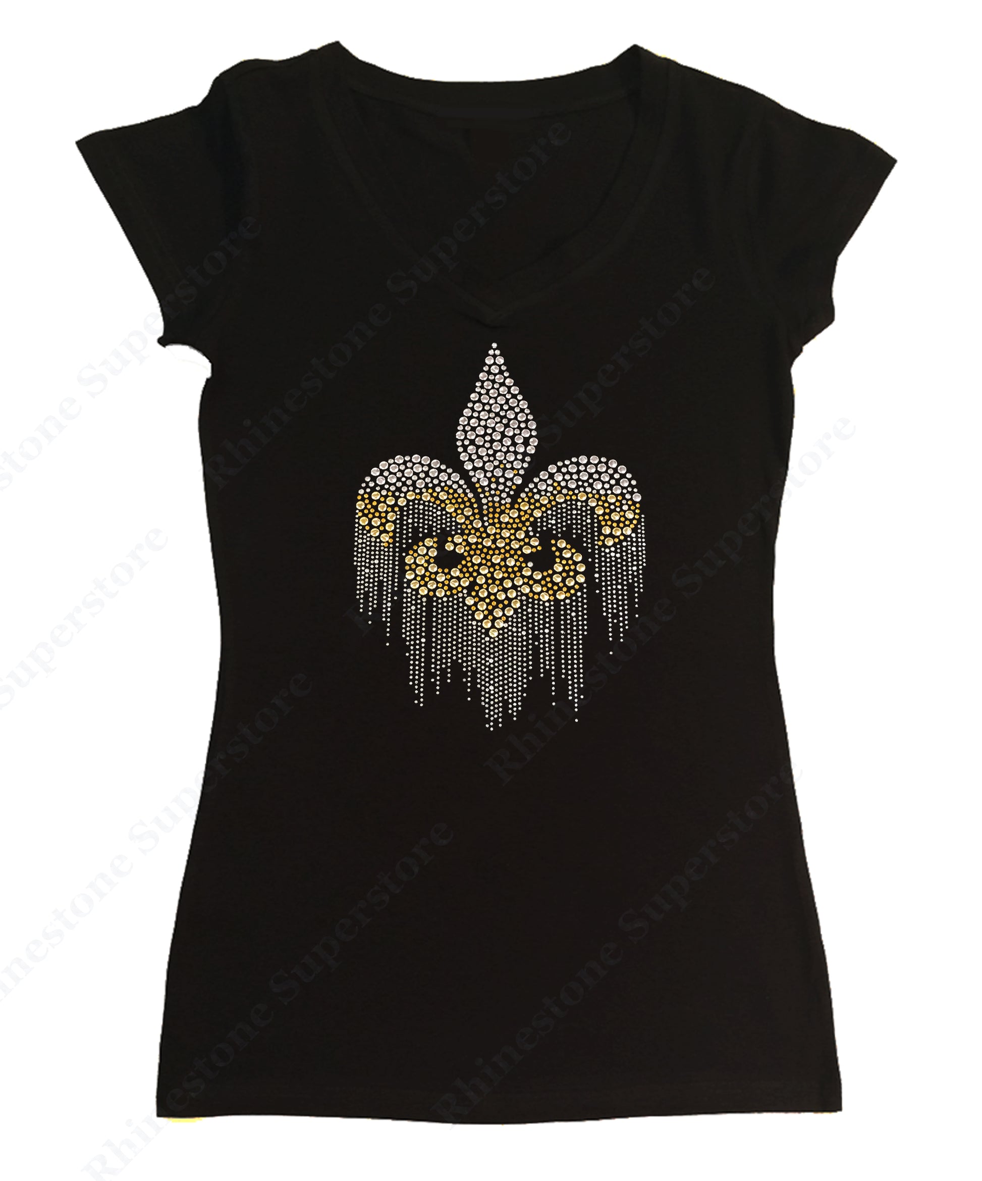 Fluer de Lis Dripping in Silver and Gold Rhinestuds