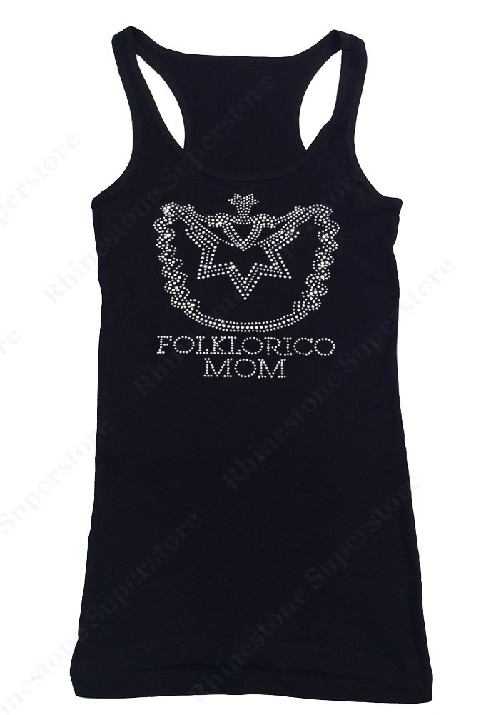 Womens T-shirt with Folklorico Mom Crystal in Rhinestones