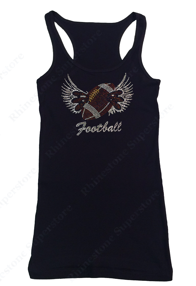 Womens T-shirt with Football Wings and Claws in Rhinestones