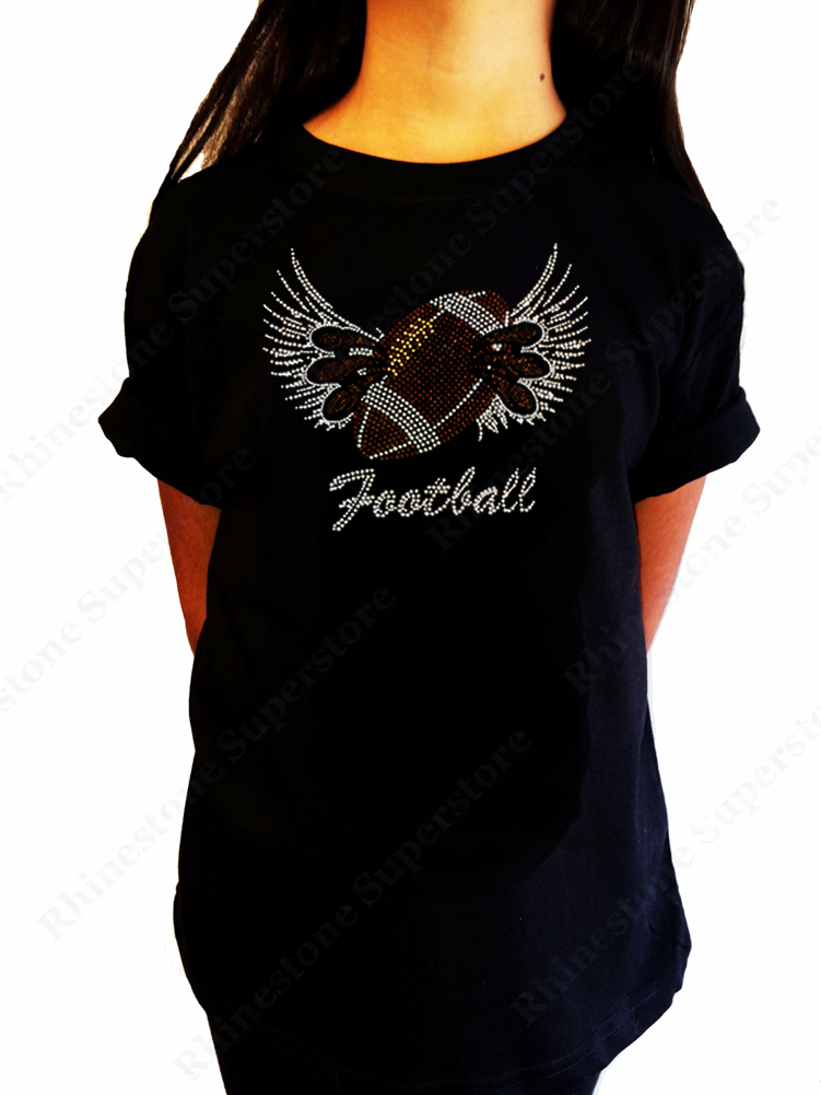 Girls Rhinestone T-Shirt " Football Wings and Claws " Size 3 to 14 Available