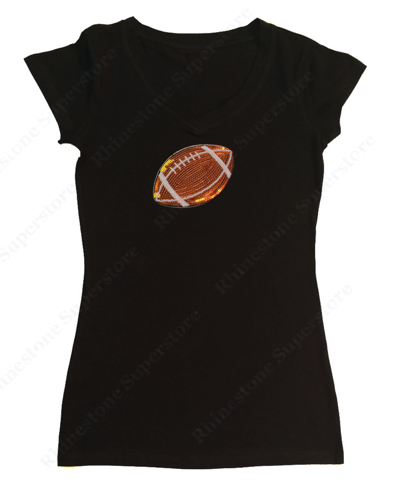 Womens T-shirt with Football in Sequence
