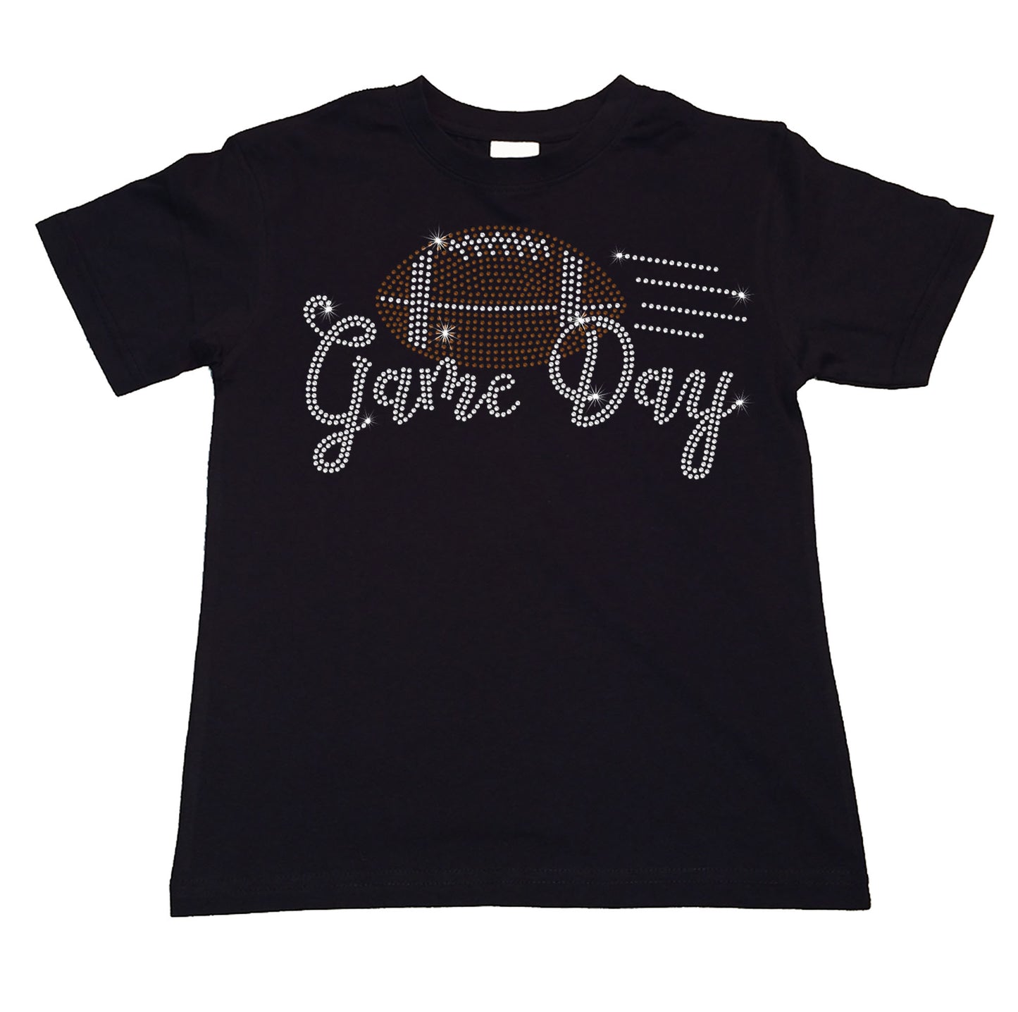 Girls Rhinestone T-Shirt " Game Day Football in Rhinestones " Kids Size 3 to 14 Available