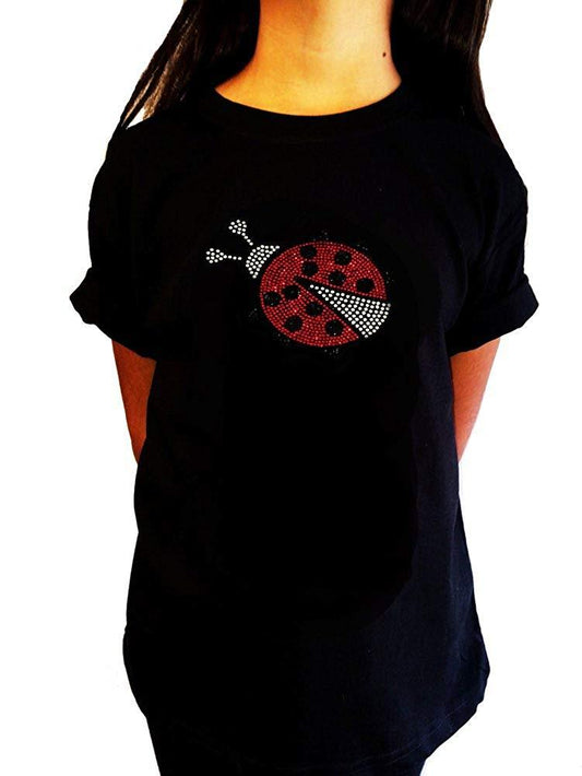 Girls Rhinestone T-Shirt " Lady Bug " Kids Size 3 to 14 Available