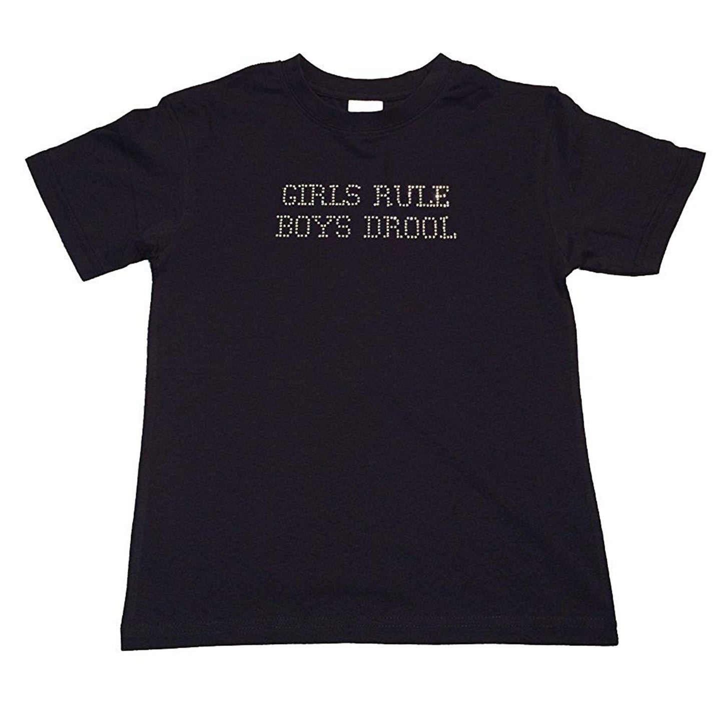 Girls Rhinestone T-Shirt " Girls Rule Boys Drool " Kids Size 3 to 14 Available